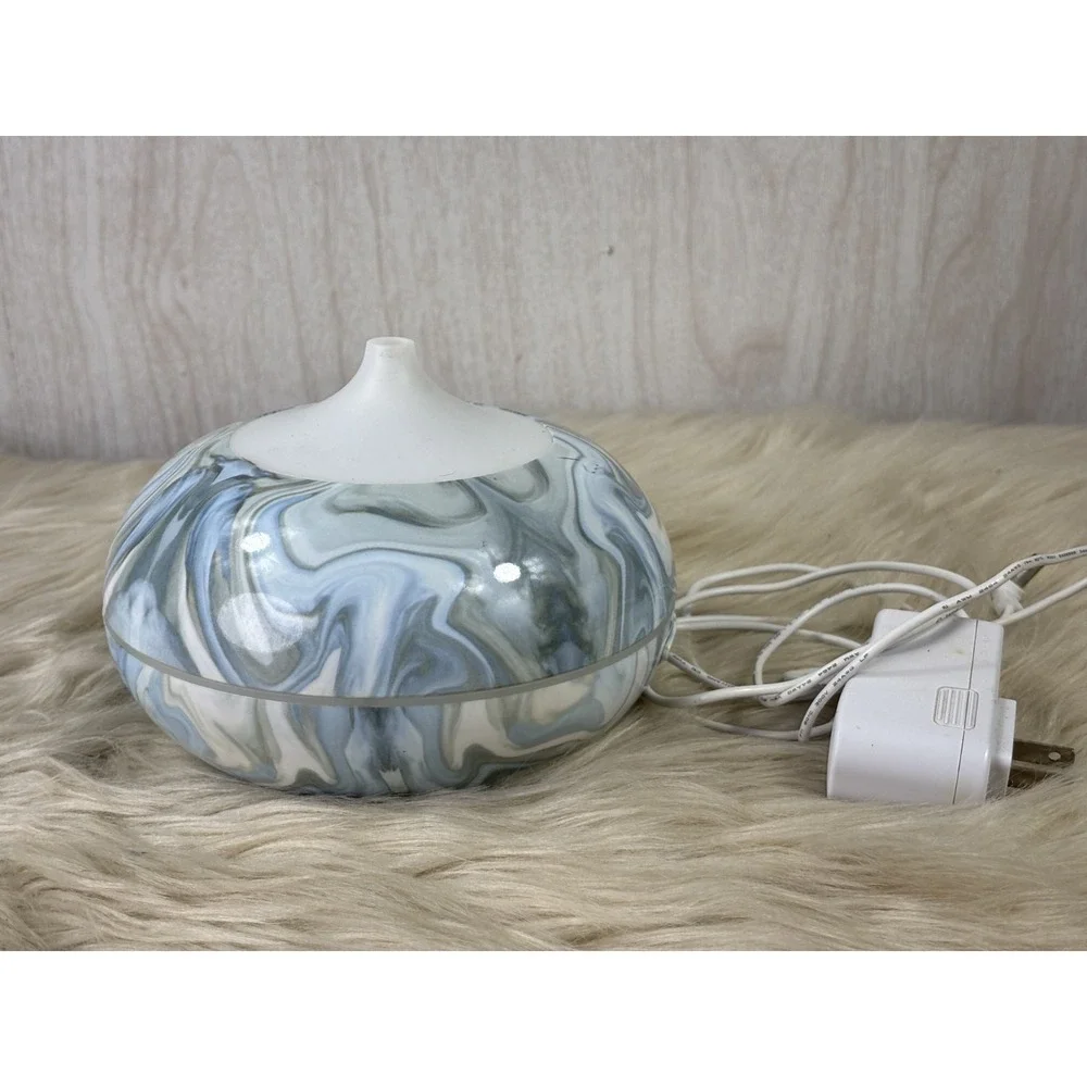 Essential Oil Diffuser Blue White Marble Ultrasonic Cool Mist LED Aromatherapy